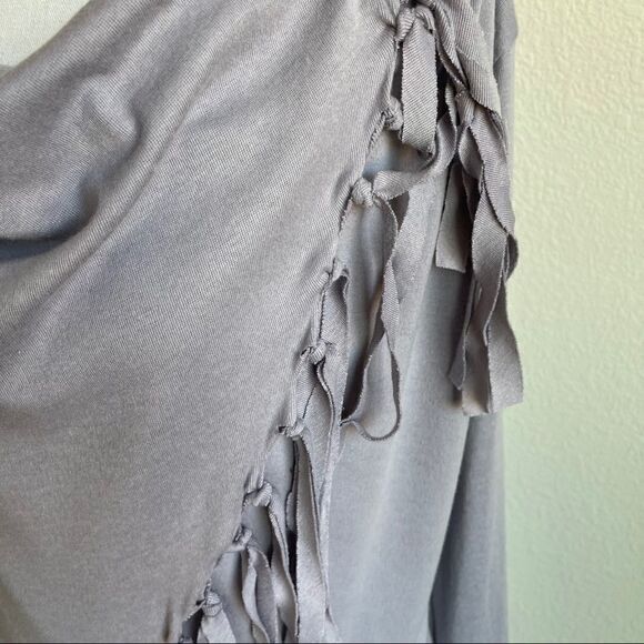 Hua Lan Gray Fringed Long Sleeve Shirt-Medium - Picture 6 of 10